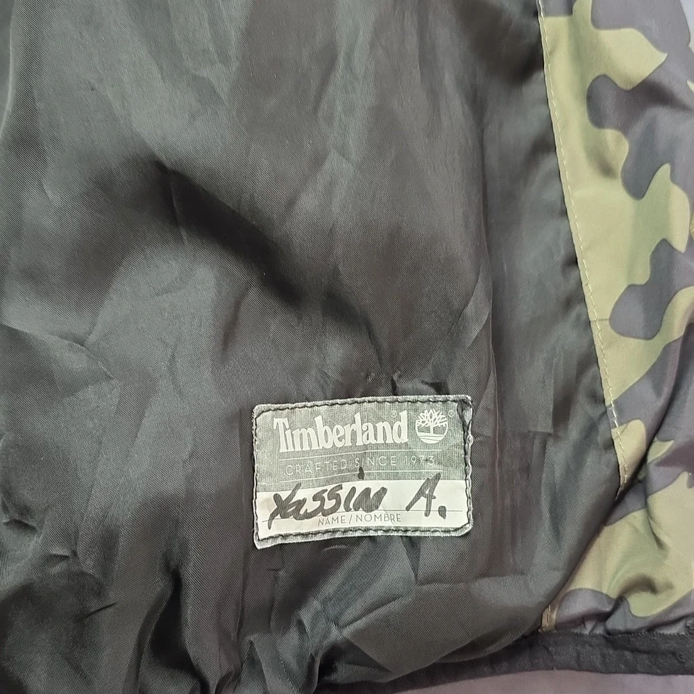 Timberland Boys Camouflage Hooded Puffer Jacket M (10/12) Green Black Orange